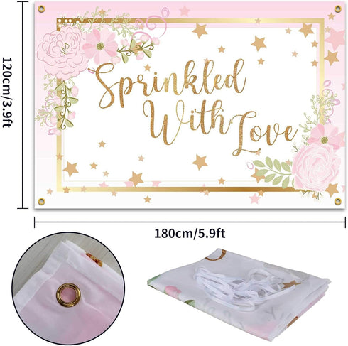 Sprinkled with Love Backdrop Banner - Baby Shower Party Decorations for Boy Girl - 6x4ft...