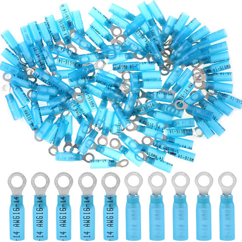 Hilitchi 50Pcs Nylon Heat Shrink Ring Insulated Terminals Electrical Wire Crimp Connector (16-14AWG, 10)...