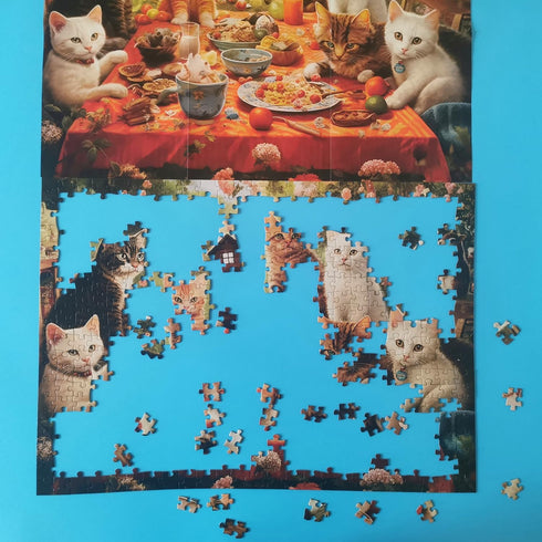 500 Piece Puzzles for Adults - 21" x 15" Jigsaw Puzzles - Difficult Puzzles for Adults Challenging - Purrfect Picnic...
