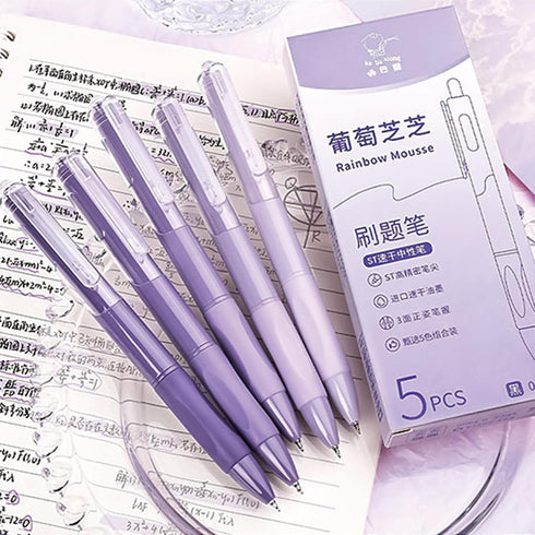 5 Pcs Gel Ink Pens Retractable Pens Purple Pen 0.5mm Black Ink Pen Writing Pens Office School Supplies for Girls Boys Women Men (Purple)...