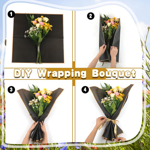 20 Sheets Flower Wrapping Paper, Waterproof Floral Bouquet Black Wrapping Paper Florist Bouquet Supplies for DIY Crafts Packaging Bouquet Wedding ...