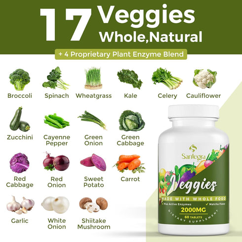 2000 MG Fruits and Vegetables Supplements, Natural Balance Over 35+ Fruits and Vegetables, 100% Whole Food Superfoods Fruit and Veggies Supplement...