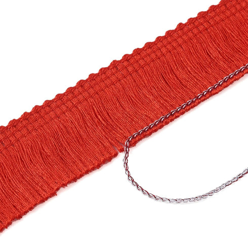 MegaPet Polyester Fringe Tassel Lace Trim 1 Inch x 82 Feet Chainette Fringe Fibre Trim DarkRed for Sewing Quilting Lampshade Curtain Decoration...