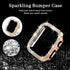 Magnetic Band with Bling Case Women Compatible with Apple Watch 45mm Crown Stainless Steel Strap Dressy Milanese Loop Protective Cover for iWatch ...