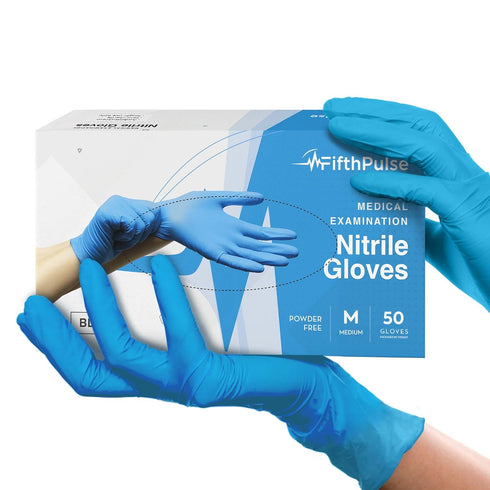 Blue Gloves Disposable Latex Free Medium, 50 Count - Medical and Dental Grade Surgical Gloves - Powder Free Nitrile Gloves Medium - 3 Mil Thicknes...