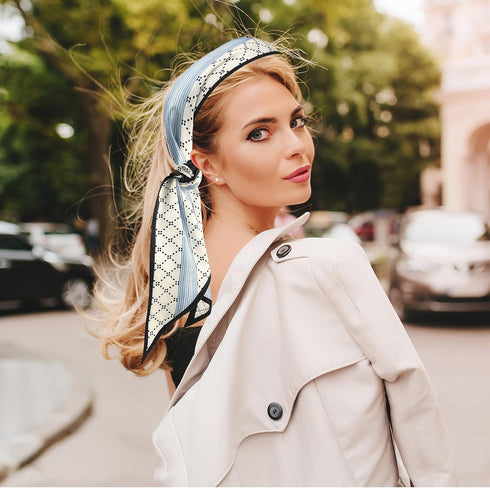 Giantree Satin Scarf for Women, 55.11"x5.12" Printed Double Layer Headscarf Beveled Small Scarf Beach Head Wraps...
