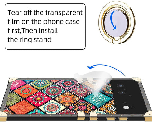 nancheng for Google Pixel 6 Case Kickstand Ring Holder Clip Exotic Colorful Square Diamond Rivet Crystal Anti-Shock Protective Soft Slim Shockproo...