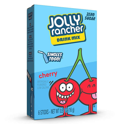 Jolly Rancher CHERRY Singles to Go 3 Boxes of 6 Packets Each...