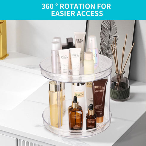 Rotating Makeup Organizer 2 Tier,High-Capacity Skincare Organizers,Bathroom Counter Organizer-2 Layer Large Clear...