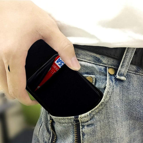 ACKLLR 3 Pack Cell Phone Card Holder with Adhesive Sticker for Back of Phone, Stretchy Fabric Card Sleeves ID Credit Card Pocket Stick On Wallet f...