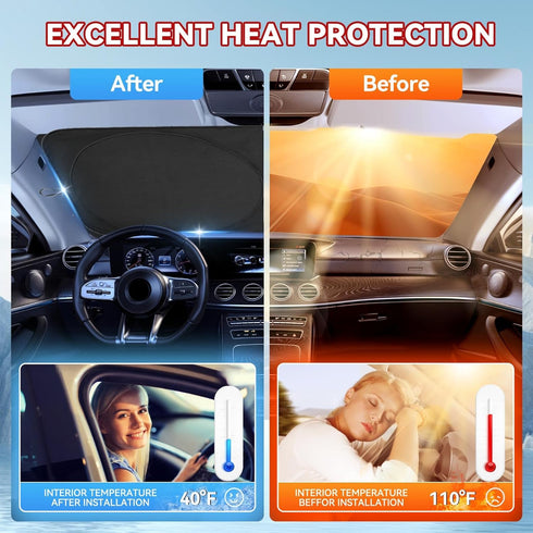Vepagoo Car Windshield Sun Shade Window Cover Shade Interior Sun Protection Curtain 59inX29in, UV Rays and Sun Heat Protector, Keep The Car Interi...