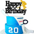 Hockey Cake Topper Hockey Player Figurines Happy Birthday Cake Decor for Kids Boys Girls Ice Hockey Sport Themed Party Supplies Black Sparkle Deco...