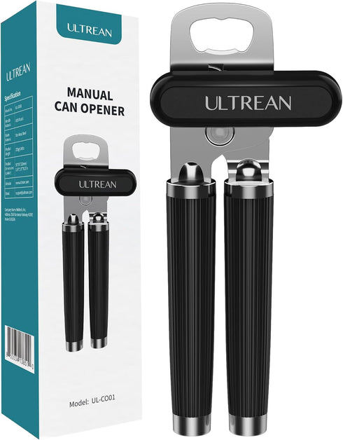 Ultrean Manual Can Opener Bottle Opener,Heavy Duty Stainless Steel Smooth Edge Manual Hand Held Can Opener With Soft Touch Handle, Rust Proof Over...