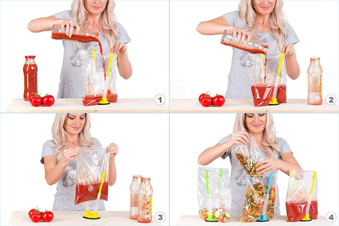 Baggy Rack Holder For Freezer Bag Holder Stand/Ziplock Bag Holder Stand/Meal Planning/Prep Bag Holders For Filling,6 Pack/6pcs...
