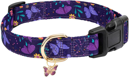 Dog Collars with Buckle Adjustable for Cute Girl Female Boy Dogs,Special Soft and Fancy Dog Pet Collar with Flower Design for Small Medium Large D...