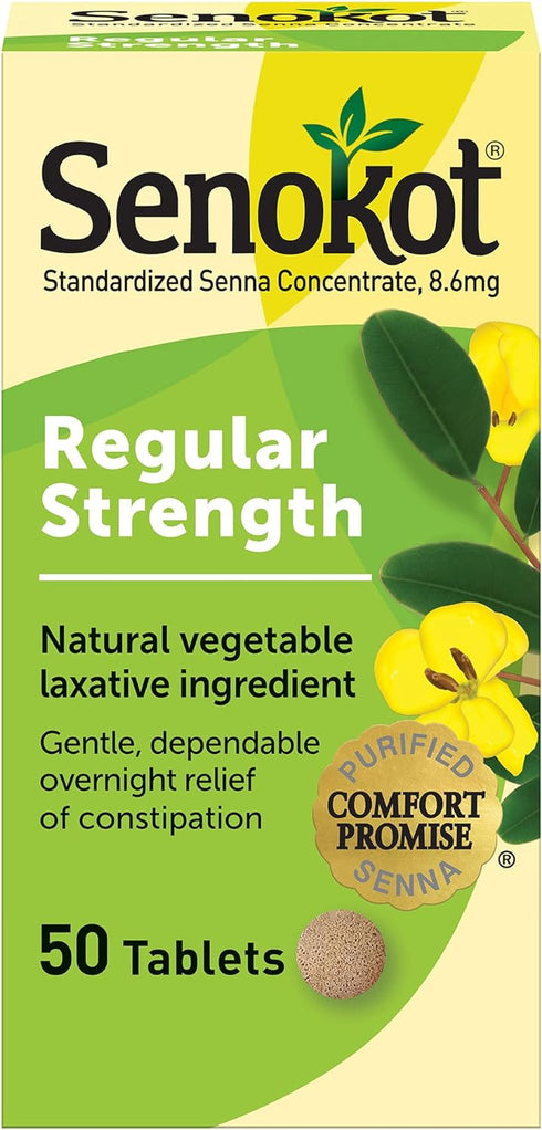 Senokot Regular Strength Tablets Natural Vegetable Laxative Ingredient, 50 Count...