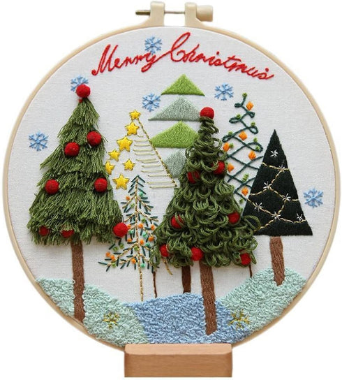 DIY Hand Embroidery Kit, Christmas 3D Novice Embroidery Kit for Beginners, DIY Material Package (Christmas Tree)...