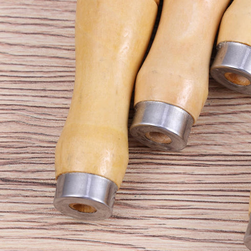 Gadpiparty Sturdy Wooden File Handle - 5Pcs Set - 62mm Inner Hole - Enhanced with Metal Collars for High Precision File Cutting Tools - Ideal for ...