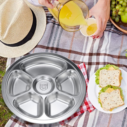 Litewoo Stainless Steel Round Divided Plate 6 Sections...