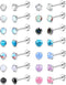 YADOCA 14Pairs Hypoallergenic Flat Back Stud Earrings for Women Men Surgical Steel Screw Back Tiny CZ Opal Moonstone Turquoise Screwback Earrings ...