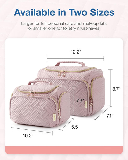 BAGSMART Travel Toiletry Bag, Large Wide-open Travel Bag for Toiletries, Makeup Cosmetic Travel Bag with Handle, Pink-M...