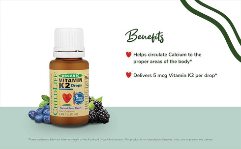 ChildLife Essentials Organic Vitamin K2 Drops - Liquid K2 Vitamin Drops, 5 mcg per Drop, USDA Organic, All-Natural, Non-GMO, Gluten-Free - Natural...
