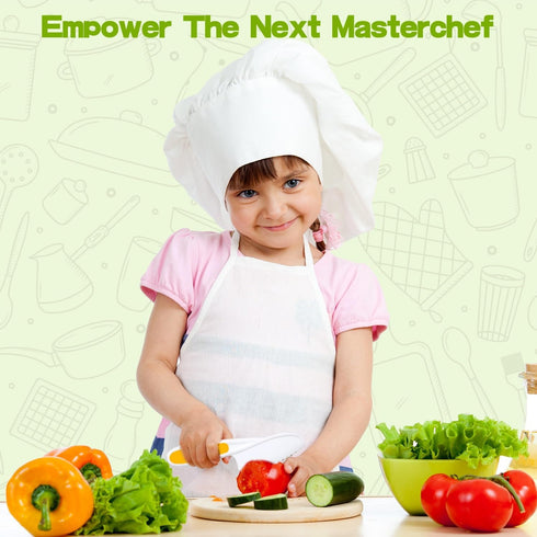 4 Pcs Kids Kitchen Knife Set,Kids Knives For Real Cooking With Nylon Kitchen Baking Knife with Cutting Board,Firm Grip,Safe Serrated Edges Kids Kn...