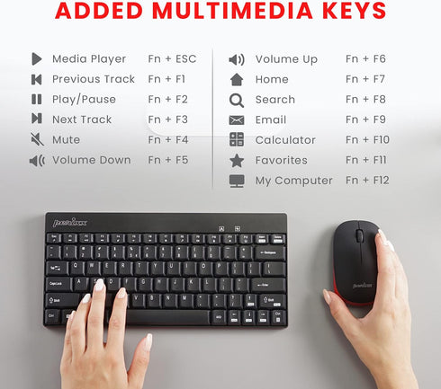 Perixx PERIDUO-712B Wireless Mini Keyboard and Mouse Set, Black, US English Layout...