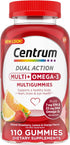 Centrum MultiGummies Multi+ Omega 3 Dual Action, Adult Multivitamin, Multivitamin/Multimineral/Omega 3 Supplement, Strawberry/Lemon/Orange Flavors...