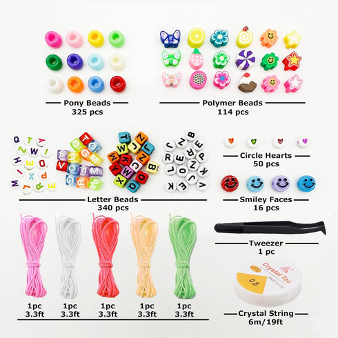 Luwanio Bracelet Making Kit, Pony Beads Clay Beads Smiley Beads Letter Beads for Friendship Bracelets Jewelry Making, Kandi Bracelet Kit, DIY Arts...