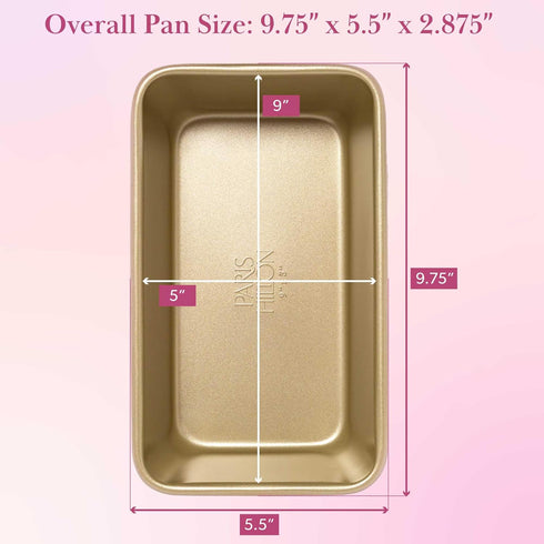 Paris Hilton Nonstick Carbon Steel Bakeware Collection, 9-Inch x 5-Inch Loaf Pan, Dishwasher Safe, Made without PFOA and PFAS, Pink Champagne Two-...