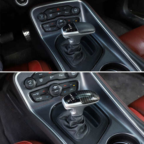 Voodonala for Challenger Gear Shift Knob Cover Trim Accessories for Dodge Challenger Charger 2015 up (Carbon Fiber Grain)...