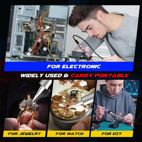 Soldering Iron Kit, 60W 110V Soldering Welding Iron Kit with Ceramic Heater, 10 in 1 Adjustable Temperature Soldering Welding Iron Kit Soldering I...