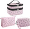 Travel Makeup Bag Organizer, Waterproofing Toiletry Bag Set, Skincare Bag with 2 Cosmetic Bags for Women, Pink Makeup Bag...
