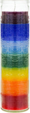 Mega Candles 1 pc Unscented Multi Color Chakra Glass Devotional Prayer Candles, Hand Poured Premium Wax Candle 2 Inch x 8 Inch, Promotes Positive ...