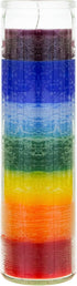 Mega Candles 1 pc Unscented Multi Color Chakra Glass Devotional Prayer Candles, Hand Poured Premium Wax Candle 2 Inch x 8 Inch, Promotes Positive ...