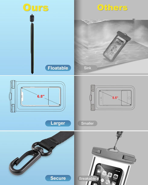 IP68 Waterproof Phone Pouch Floating: 2024 Cruise Ship Essentials Travel Must Haves Dry Bag for Vacation Beach Kayak Boat Accessories, Water proof...