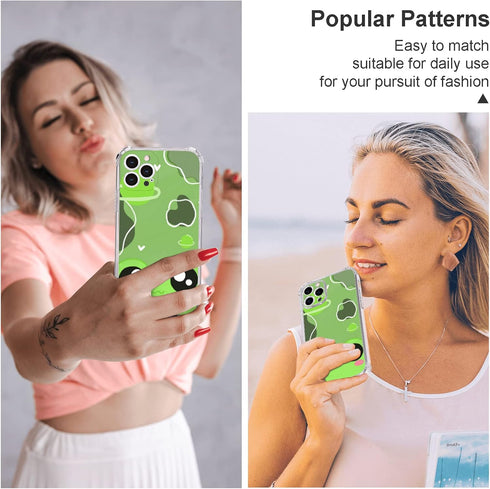 Clear Cute Frog Phone Case iPhone 12 Pro Max Case - 6.7 Inch Kawaii Green Frog iPhone Case, Non-Slip Pattern Design and Shock Absorption, Gel Fram...