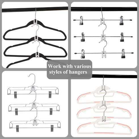 Clothes Hanger Connector Hooks, Mini Cascading Hanger Hooks for Velvet Huggable Hangers, Heavy Duty Space Saving for Closet 60 Pcs Black...