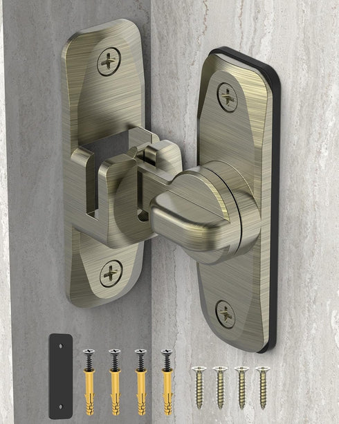 90/180 Degree Barn Door Lock, Small Flip Gate Latches Hardware, Door Security Sliding Door Latch Lock fo Cabinets, Barn Door, Bathroom, Gardenr Do...