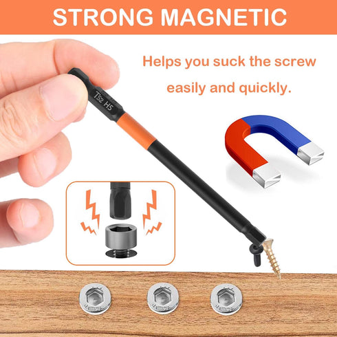 JONMON Allen Wrench Screwdriver Bits - H2-H6 Quick Change S2 Steel Magnetic Hex Head Impact Drill Bits Power & Hand Tools with 1/4 Inch Shank, 3.9...