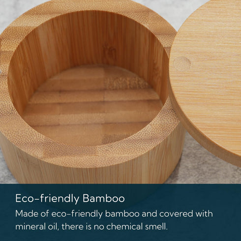 KITCHENDAO Bamboo Salt Cellar Bowl Box?Elegant Kitchen Salt Container Holder with Swivel Magnetic Lid to Store Pepper Spice Bath Salt Sea Salt Her...