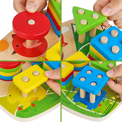 Dreampark Montessori Educational Toddler Toys: Montessori Toys for 1 2 3 Years Old Boys Girls Birthday Gifts, Toddlers Toys Ages 1-2 Wooden Stack ...