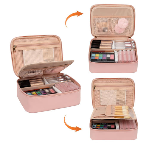 OCHEAL Makeup Bag, Potable Make up Bag Cute Makeup Organizer Bag for Toiletry Cosmetics Accessories with Divider and Brushes Compartments, Makeup ...