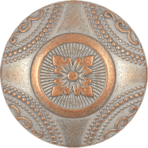 Bezelry 12 Pieces Rosette Pattern Metal Shank Buttons. 23mm (7/8 inch) (Copper White Patina)...