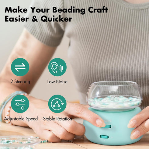 Beadact Battery-Powered Bead Spinner, Electric Bead Spinner, Clay Bead Spinner/Seed Bead Spinner with 2 Beading Needles for Jewelry Making, Bracel...