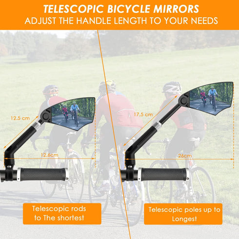 Arkham Bike Mirror for Handlebar HD Bar End Bicycle Mirror Thickened Automotive-Grade Glass for Handlebar Scratch Resistant Safe Rearview Mirror M...