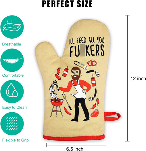 Miracu Funny Oven Mitts, Gifts for Chefs, Cooking BBQ Oven Mitt - Unique Cooking Gifts for Cooks Dad Brother Him - Funny Kitchen Gadgets, Manly Fa...