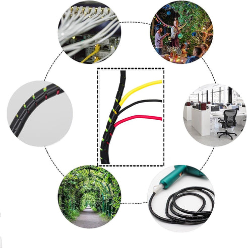 Spiral Cable Wrap,10ft – 1/4 inch Spiral Wire Wrap Cord Covers Bundle Sleeve Hose for PC TV Computer Electrical Wire Organizer,Tangle Stop Cord Co...