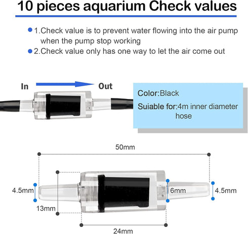 32.8 feet Aquarium Airline tubing Hose 10 air Stone for Fish Tank 10 Aquarium one Way air Check Value for Fish Tank 10 Aquarium Suction Cups 5 Eac...